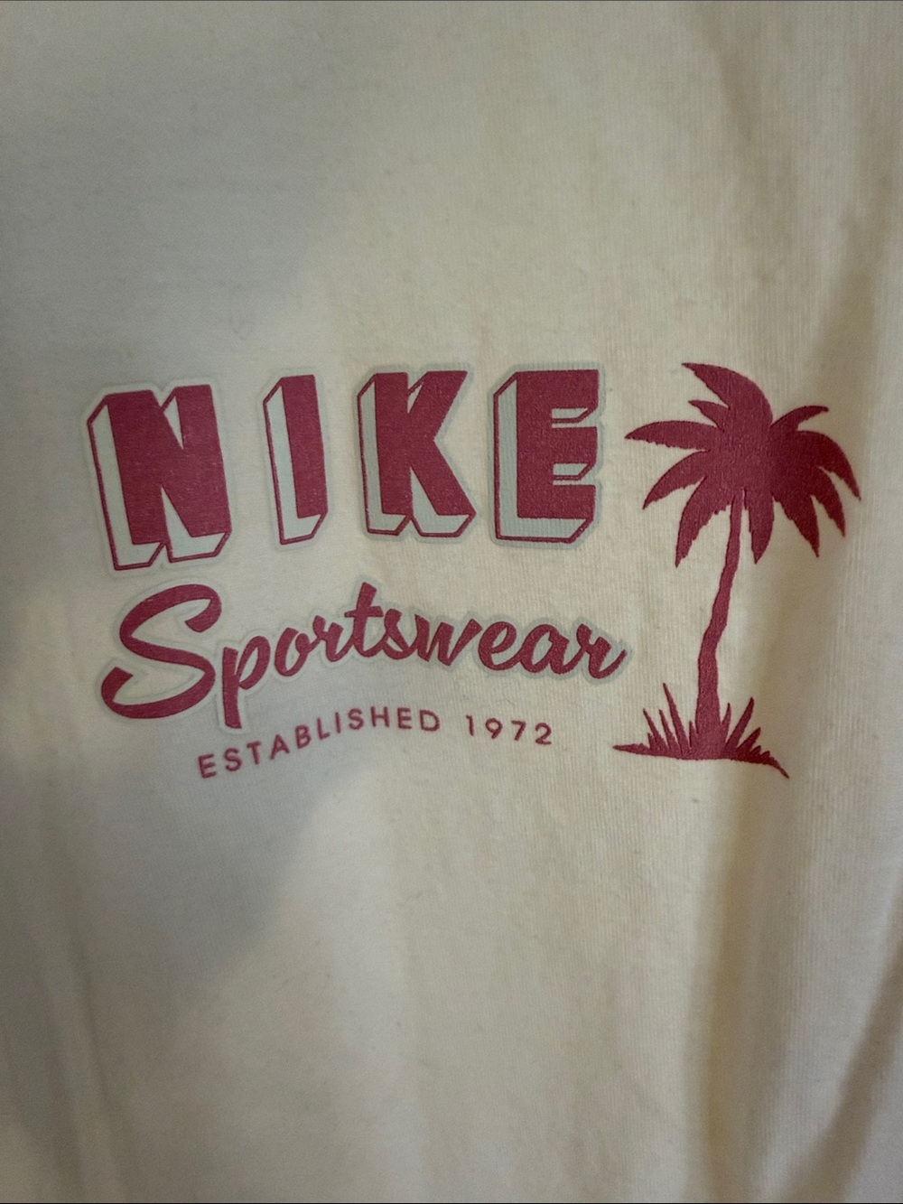 Nike Short-Sleeve Cream Tee with Pink Logo - Picture 3 of 5